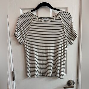 LNA CLOTHING Striped Ribbed Knit Short Sleeve Top Size Medium